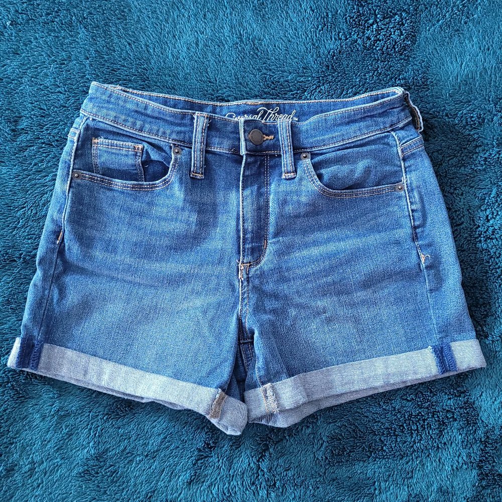 High Waisted Denim Cuffed Shorts